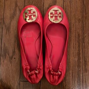 Tory Burch Red Leather Ballet Flats